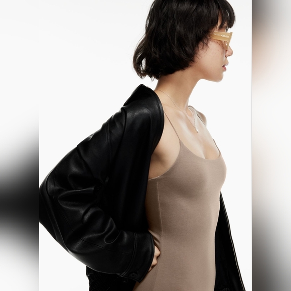 🌞ARITZIA Wilfred Free Tiny Dress Mini Bodycon Stretch Jersey Yellow Size S - Picture 5 of 12